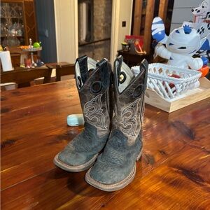Old West Kids Cowboy Boots - Dark Brown and Tan